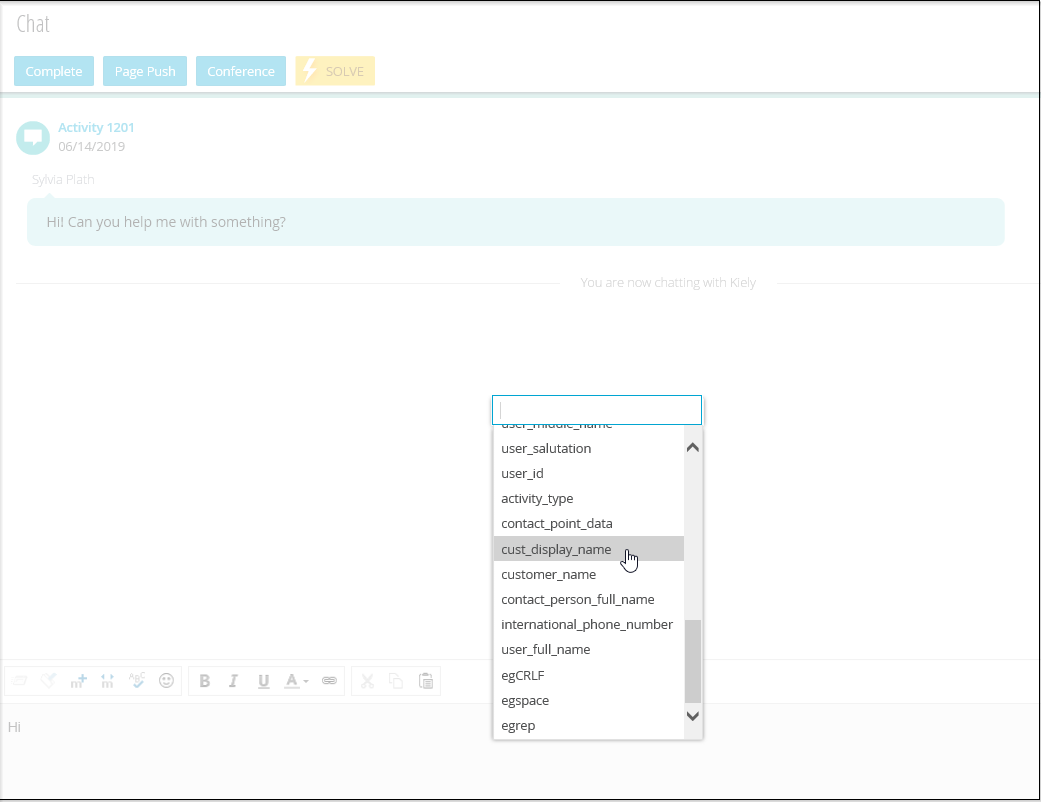 dropdown list of available macros